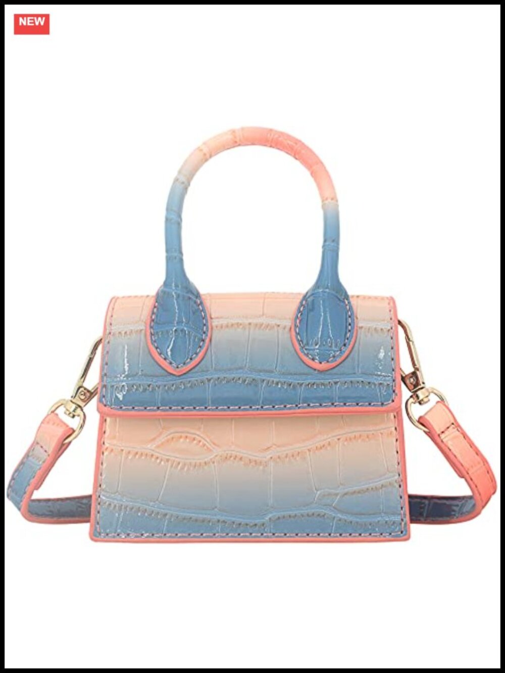 Synthetic Leather Mini Crossbody Bag Flap Purse Top-Handle Clutch Handbag